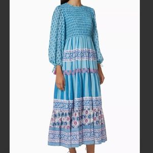 Oliphant Sky Blue and Rose Maxi Dress